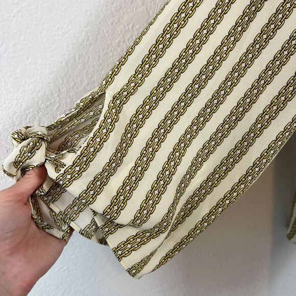 Michael Kors Top Womens 2X Cream Chain Link Print Lightweight Casual Nautical - Picture 3 of 11